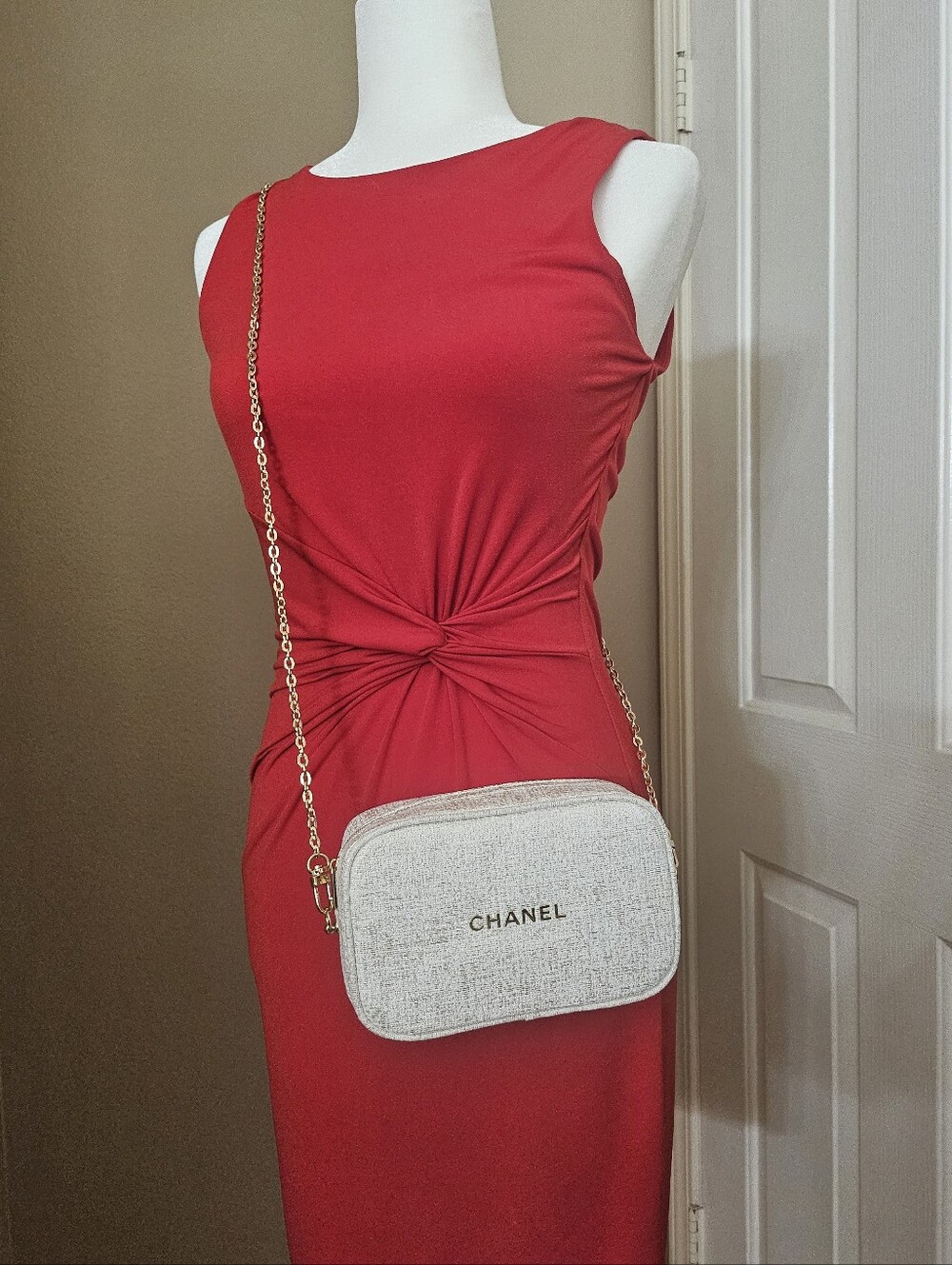 New CHANEL Cream Cosmetic Pouch from Chanel Beauty.